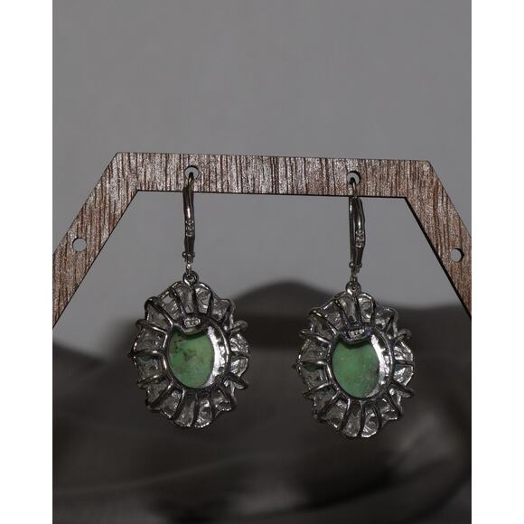 Antique Gold Chatelaine - 11 For Sale on 1stDibs Vintage Sterling Silver Green Stone Dangle Earrings 8.1G / 1.4in